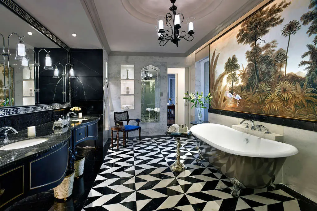 Raffles Udaipur - Luxury Marble Bathroom Checkerboard